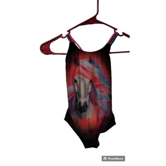 Ciro girls multi color horse one piece swimsuit - Picture 1 of 3